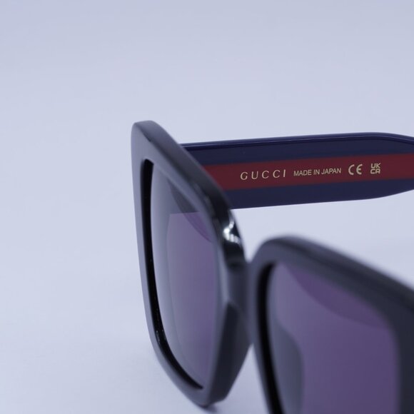 Gucci GG1861S 004 Sunglasses Shiny Black Square Frame, Dark Violet Lenses main image 10